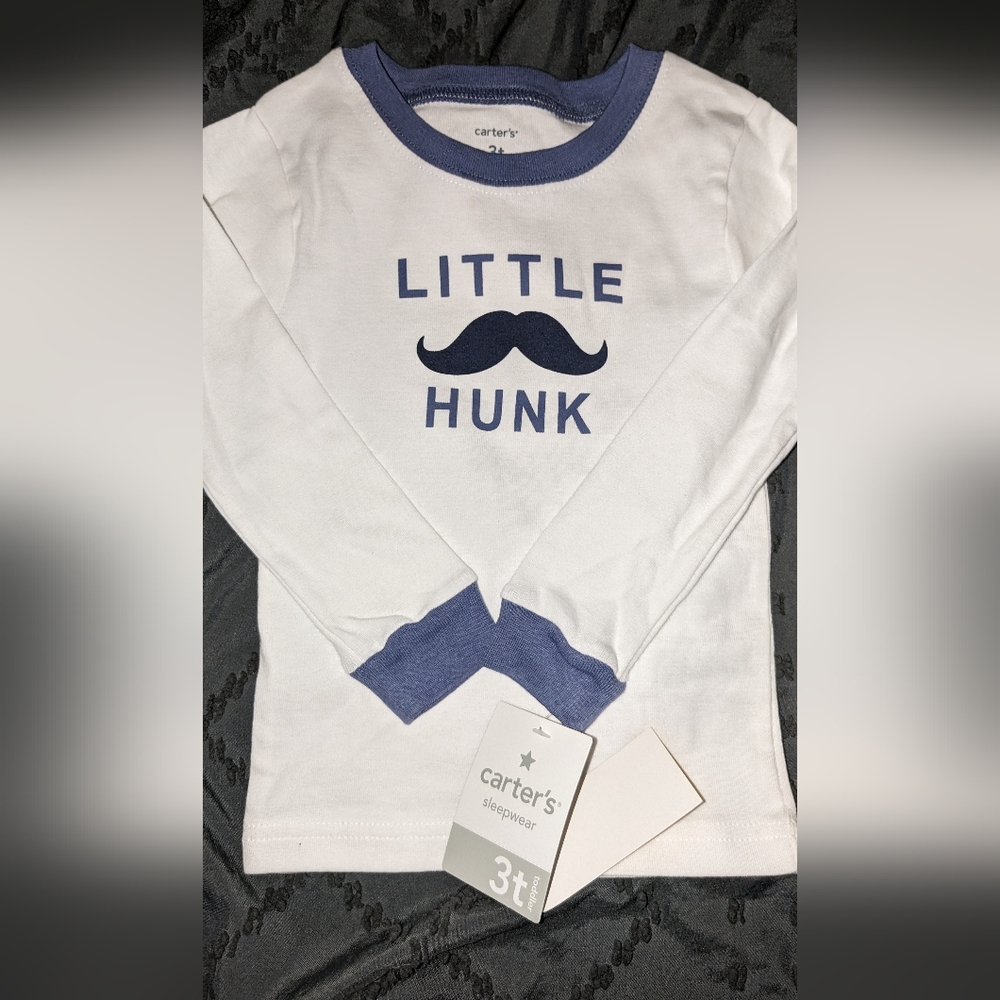 NWT Carter's 2 Piece Pajamas 3T. Navy Pants Mini Stripes, Long Sleeve Shirt